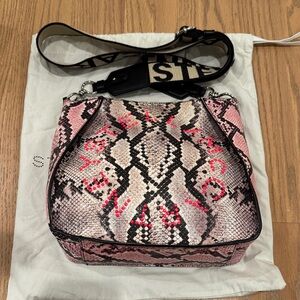 Stella McCartney Pink and Black Snake Print Shoulder Bag